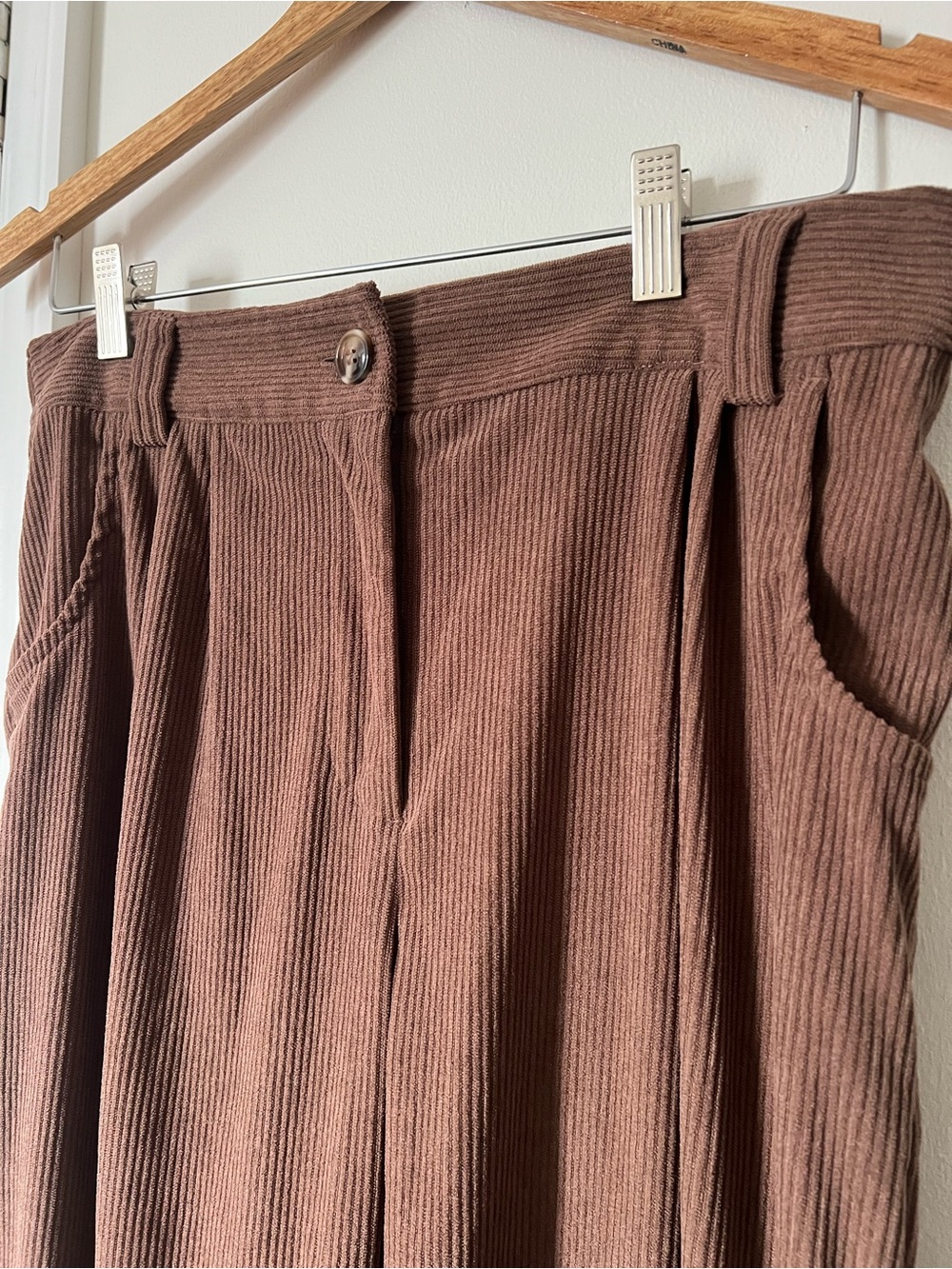 Halara Brown Corduroy High Rise Wide Leg Pants Size Large - Picture 3 of 6